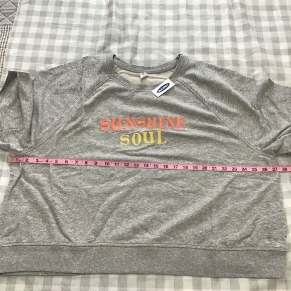 RETRO style crop Short sleeves soft sweater Old Navy grey pull over crew neck - Picture 6 of 10